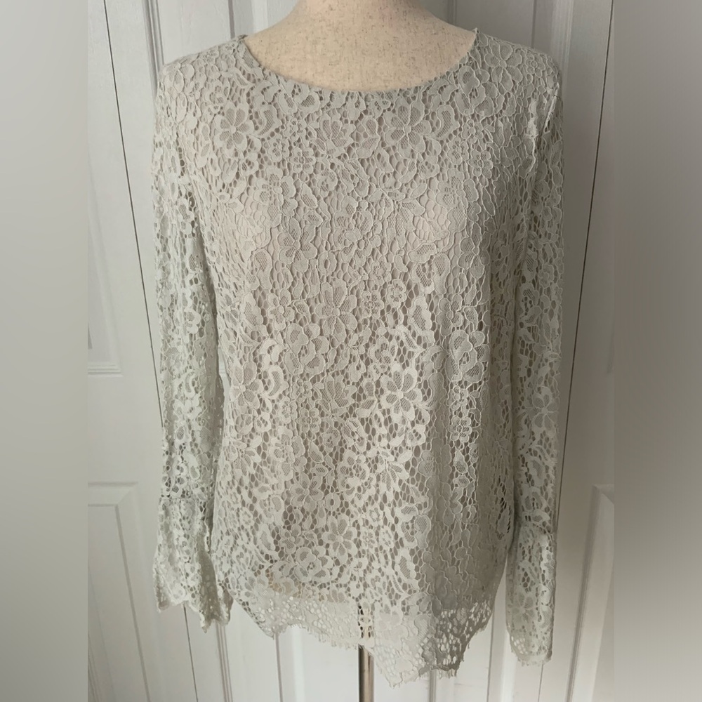 Adrienne Vittadini Long Sleeved Lace Blouse